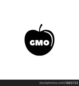 GMO Apple, Genetic Modified Eat. Flat Vector Icon illustration. Simple black symbol on white background. GMO Apple, Genetic Modified Eat sign design template for web and mobile UI element. GMO Apple, Genetic Modified Eat Flat Vector Icon