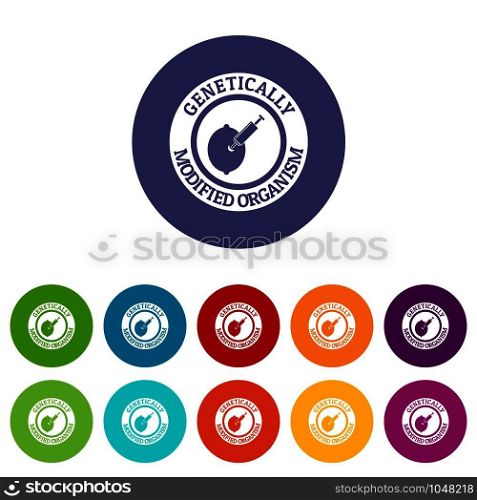 Gmo citrus icons color set vector for any web design on white background. Gmo citrus icons set vector color