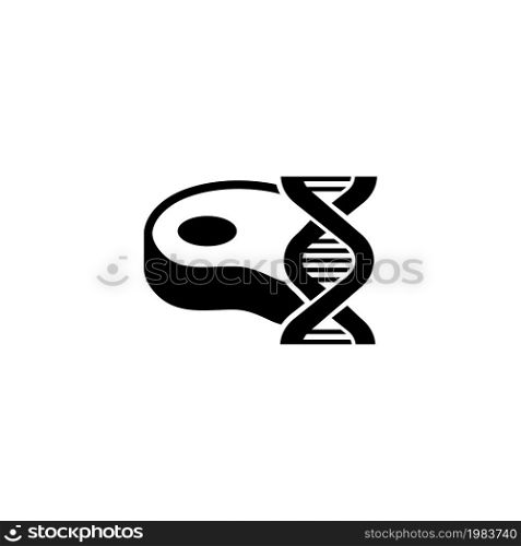GMO Food, Genetic Modified Meat. Flat Vector Icon illustration. Simple black symbol on white background. GMO Food, Genetic Modified Meat sign design template for web and mobile UI element. GMO Food, Genetic Modified Meat Flat Vector Icon
