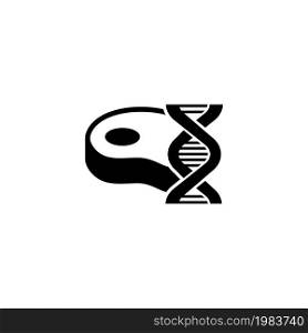 GMO Food, Genetic Modified Meat. Flat Vector Icon illustration. Simple black symbol on white background. GMO Food, Genetic Modified Meat sign design template for web and mobile UI element. GMO Food, Genetic Modified Meat Flat Vector Icon
