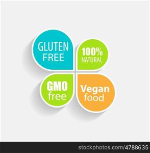 Gmo Free, 100 Natutal, Vegan Food and Gluten Free Label Set Vector Illustration EPS10