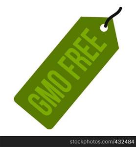 GMO free green price tag icon flat isolated on white background vector illustration. GMO free green price tag icon isolated