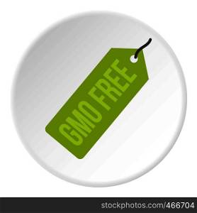GMO free green price tag icon in flat circle isolated on white background vector illustration for web. GMO free green price tag icon circle