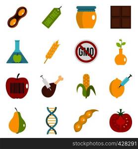 GMO icons set in flat style isolated vector illustration. GMO icons set in flat style