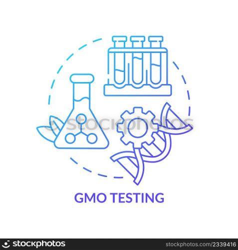 GMO testing blue gradient concept icon. Food testing service abstract idea thin line illustration. Quality control and assessment. Isolated outline drawing. Myriad Pro-Bold font used. GMO testing blue gradient concept icon