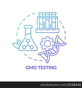 GMO testing blue gradient concept icon. Food testing service abstract idea thin line illustration. Quality control and assessment. Isolated outline drawing. Myriad Pro-Bold font used. GMO testing blue gradient concept icon