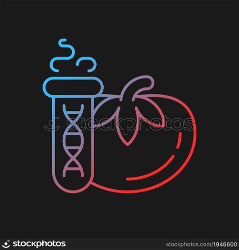 GMO testing gradient vector icon for dark theme. Food genetic modification detection. DNA and protein based examination. Thin line color symbol. Modern style pictogram. Vector isolated outline drawing. GMO testing gradient vector icon for dark theme
