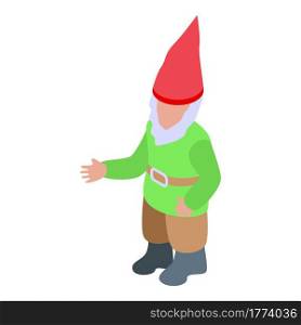 Gnome in green coat icon. Isometric of Gnome in green coat vector icon for web design isolated on white background. Gnome in green coat icon, isometric style