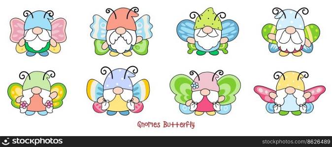 Gnomes Butterfly Filled Clipart