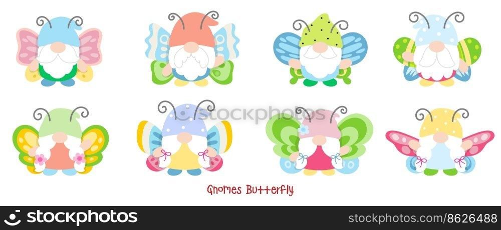 Gnomes Butterfly Flat Clipart