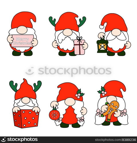 Gnomes Christmas Filled outline Clipart, Merry Christmas Gnomes Collections