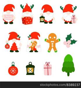 Gnomes Christmas Flat Clipart, Merry Christmas Gnomes Collections