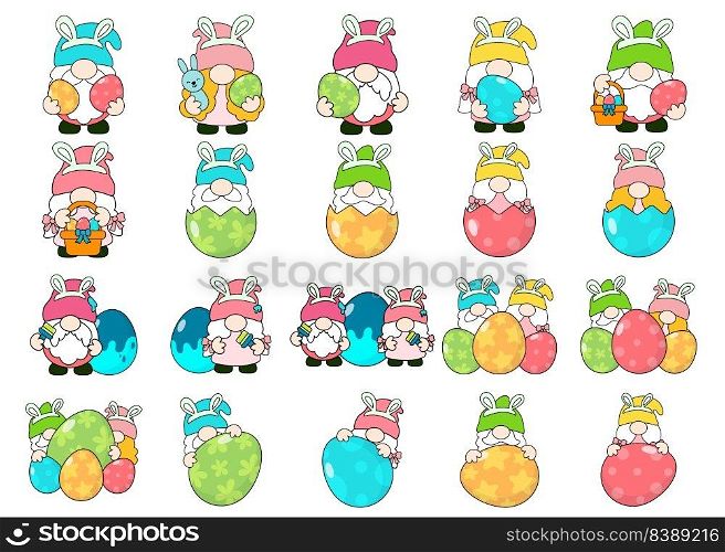 Gnomes Easter Filled Clipart, Egg Easter