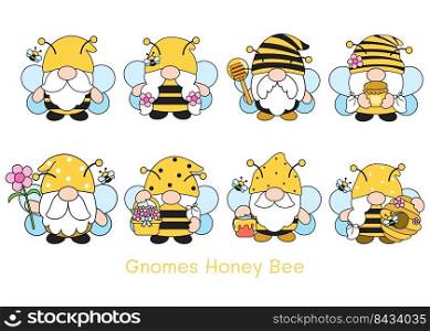 Gnomes Honey Bee Filled Clipart