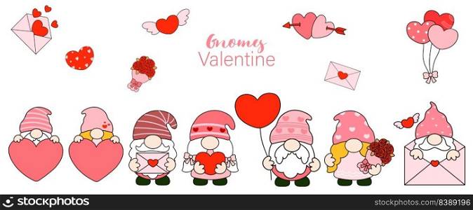 Gnomes Valentine’s day Clipart, Gnomes Love