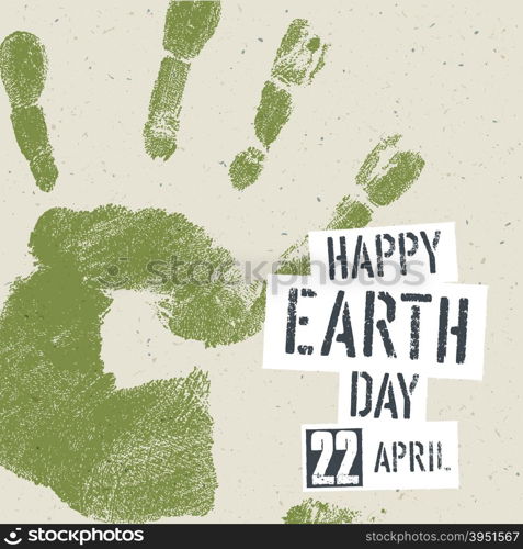 Go Green Concept Poster. Handprint on recycled paper texture, vector