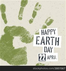 Go Green Concept Poster. Handprint on recycled paper texture, vector