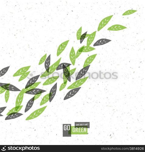 Go Green Concept Poster With Leaves. Vector