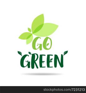 Go green Eco icon with leaves. Vector illustration