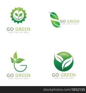Go Green Eco Tree Leaf Logo Template design