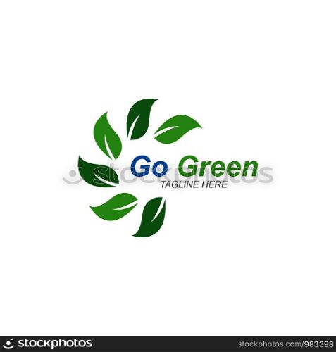 Go Green,Eco Tree Leaf Logo Template design