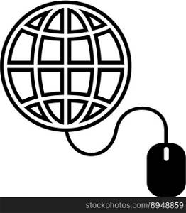 Go To Web, Mouse, Globe Icon, Vector Art Illustration