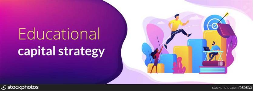 Goal achievement, career promotion, school graduation. Educational trajectory, educational capital strategy, determine your educational way concept. Header or footer banner template with copy space.. Educational trajectory concept banner header