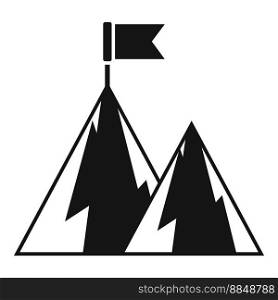 Goal flag on mountain icon simple vector. Career climb. Target success. Goal flag on mountain icon simple vector. Career climb