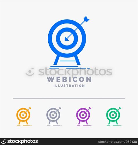 goal, hit, market, success, target 5 Color Glyph Web Icon Template isolated on white. Vector illustration