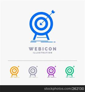 goal, hit, market, success, target 5 Color Glyph Web Icon Template isolated on white. Vector illustration