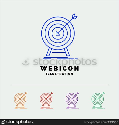 goal, hit, market, success, target 5 Color Line Web Icon Template isolated on white. Vector illustration. Vector EPS10 Abstract Template background