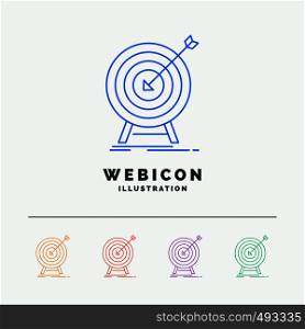 goal, hit, market, success, target 5 Color Line Web Icon Template isolated on white. Vector illustration. Vector EPS10 Abstract Template background
