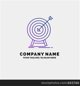 goal, hit, market, success, target Purple Business Logo Template. Place for Tagline. Vector EPS10 Abstract Template background