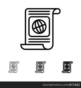 Goal, Objectives, Target, World, File Bold and thin black line icon set