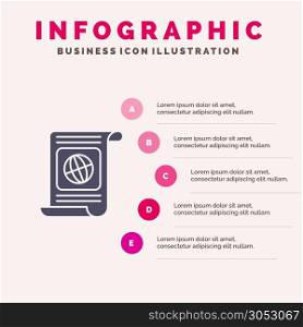 Goal, Objectives, Target, World, File Solid Icon Infographics 5 Steps Presentation Background