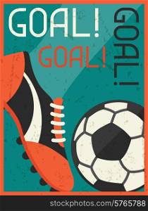 Goal! Retro poster in flat design style.