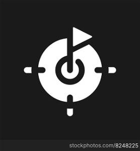 Goal setting dark mode glyph ui icon. Steps toward achievement. User interface design. White silhouette symbol on black space. Solid pictogram for web, mobile. Vector isolated illustration. Goal setting dark mode glyph ui icon
