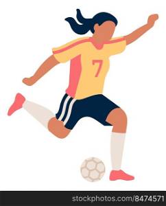 Goal shot. Soccer player kicking stationery ball isolated on white background. Goal shot. Soccer player kicking stationery ball