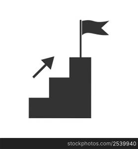 Goal success icon. Ladder and flag illustration symbol. Sign achievement vector.