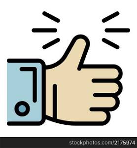 Goal thumb up icon. Outline goal thumb up vector icon color flat isolated. Goal thumb up icon color outline vector