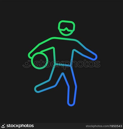 Goalball gradient vector icon for dark theme. Team sport for athletes with vision impairment. Disabled athletes. Thin line color symbol. Modern style pictogram. Vector isolated outline drawing. Goalball gradient vector icon for dark theme