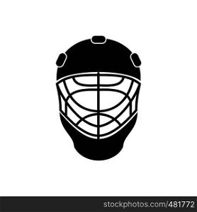 Goalkeeper hockey helmet with metal protect visor. Goalkeeper hockey helmet icon