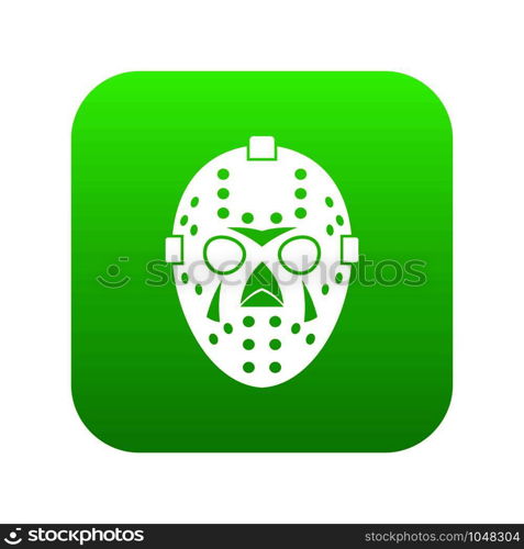 Goalkeeper mask icon digital green for any design isolated on white vector illustration. Goalkeeper mask icon digital green