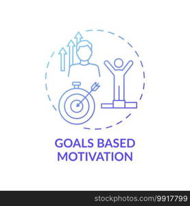 Goals based motivation concept icon. Establishing challenging goals idea thin line illustration. Successful tasks achievement. Desire to meeting deadline. Vector isolated outline RGB color drawing. Goals based motivation concept icon
