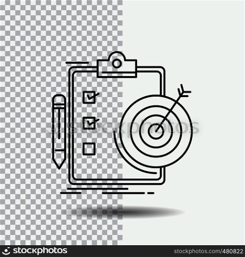 goals, report, analytics, target, achievement Line Icon on Transparent Background. Black Icon Vector Illustration. Vector EPS10 Abstract Template background