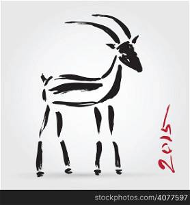 Goat 2015, New year Symbol. Chinese Zodiac. Hand drawn Illustration.