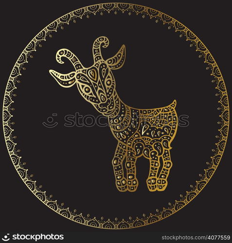 Goat 2015. Symbol of the new year. Vector hand drawn cartoon illustration.