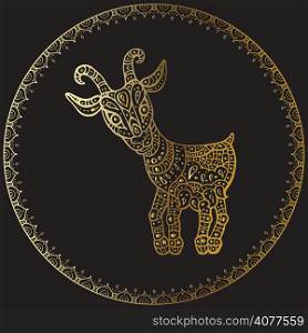 Goat 2015. Symbol of the new year. Vector hand drawn cartoon illustration.