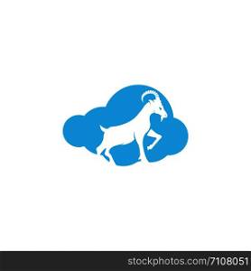 Goat And Cloud Logo Design. Mountain goat vector logo design.