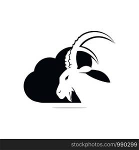 Goat And Cloud Logo Design. Mountain goat vector logo design.
